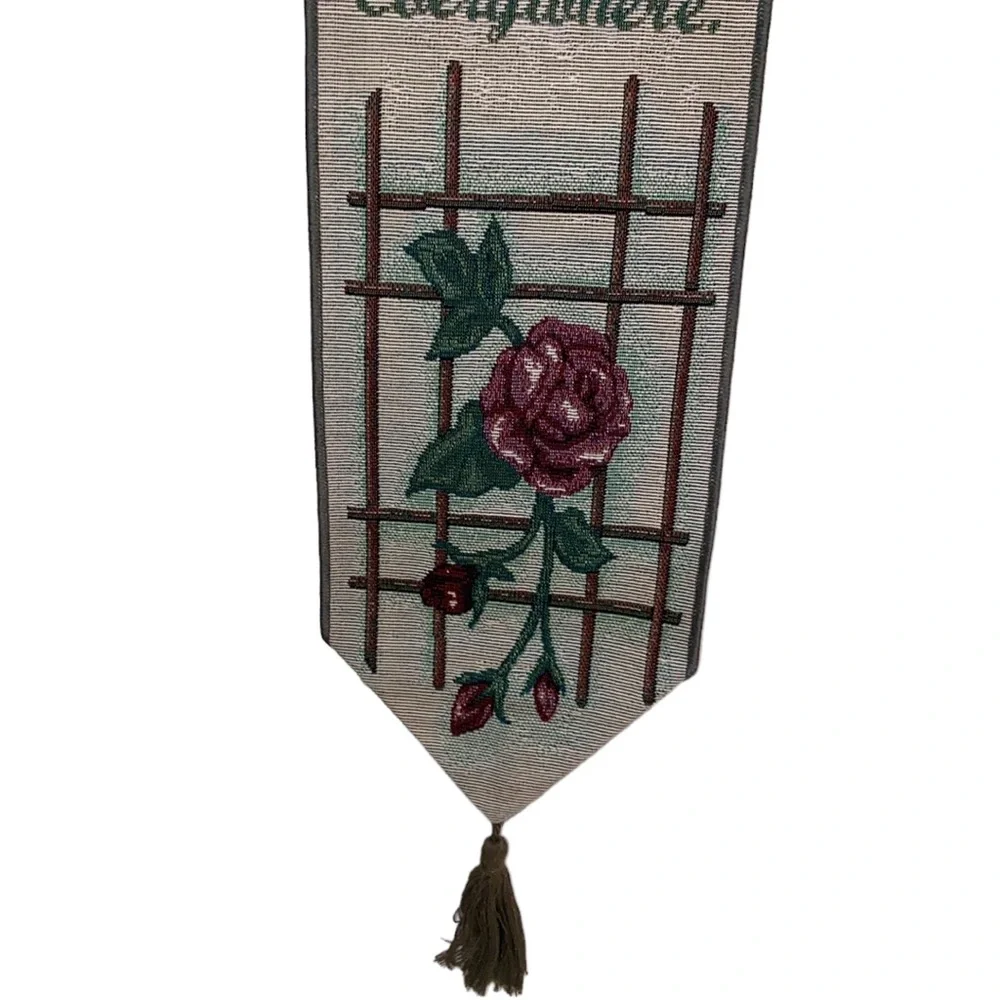 Vintage “A Mothers Love” Tapestry Bell Pull Roses Floral Made in the USA Decor